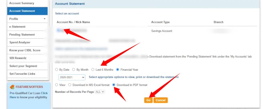 sbi account statement