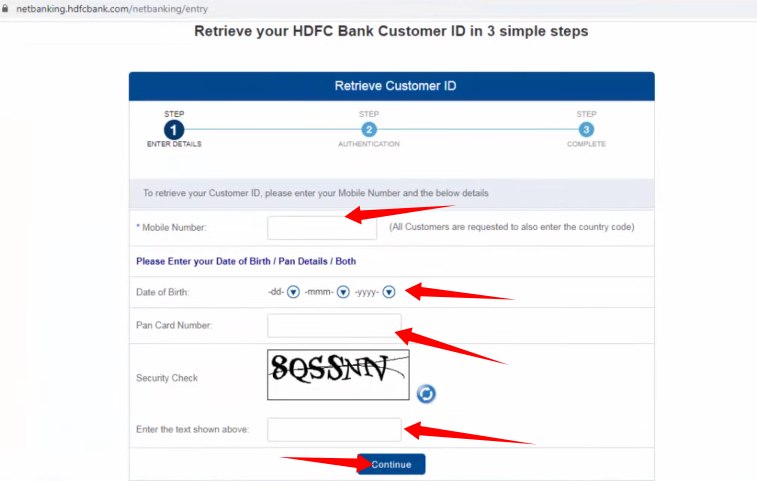 hdfc bank customer id 