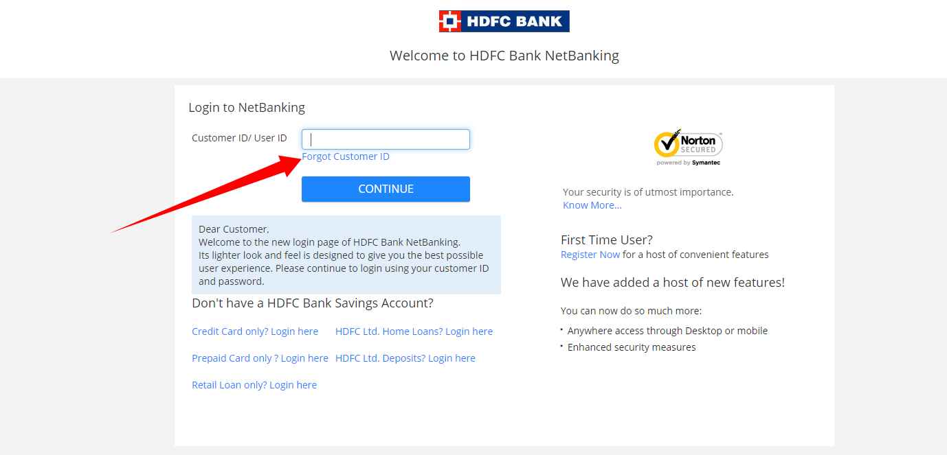 hdfc customer id 