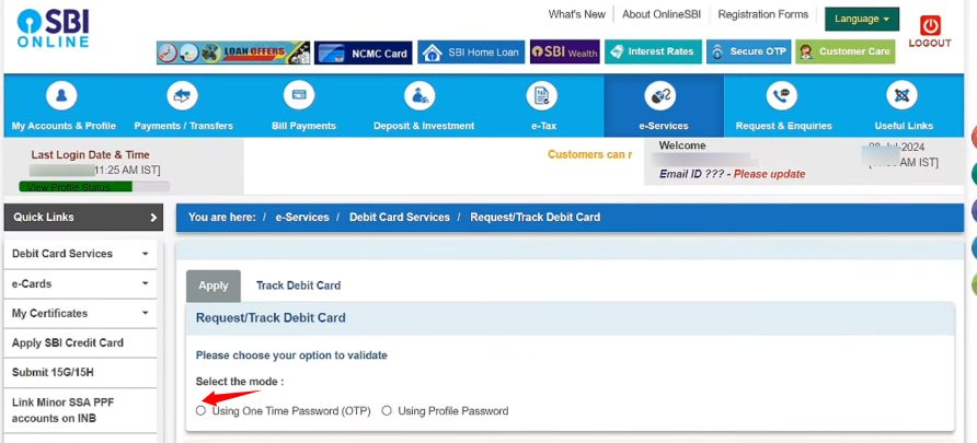 sbi debit card mobile se kaise banaye