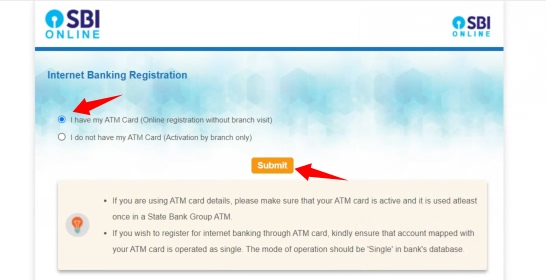 sbi netbanking online registration