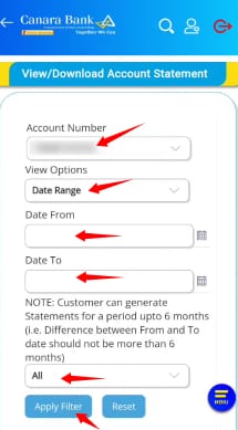 canara bank statement online kaise nikale