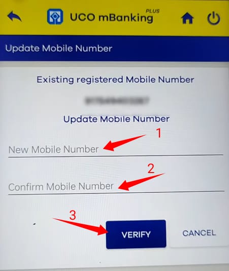 how to change registered mobile number in uco bank