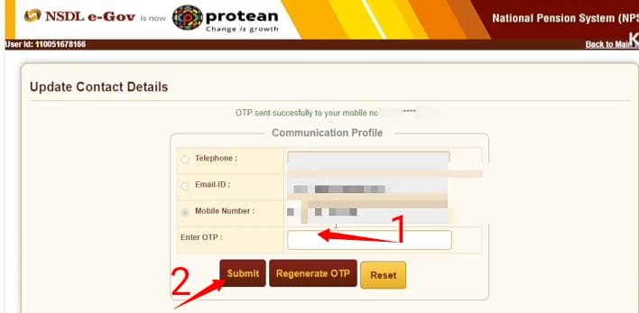 how to update nps account mobile number online