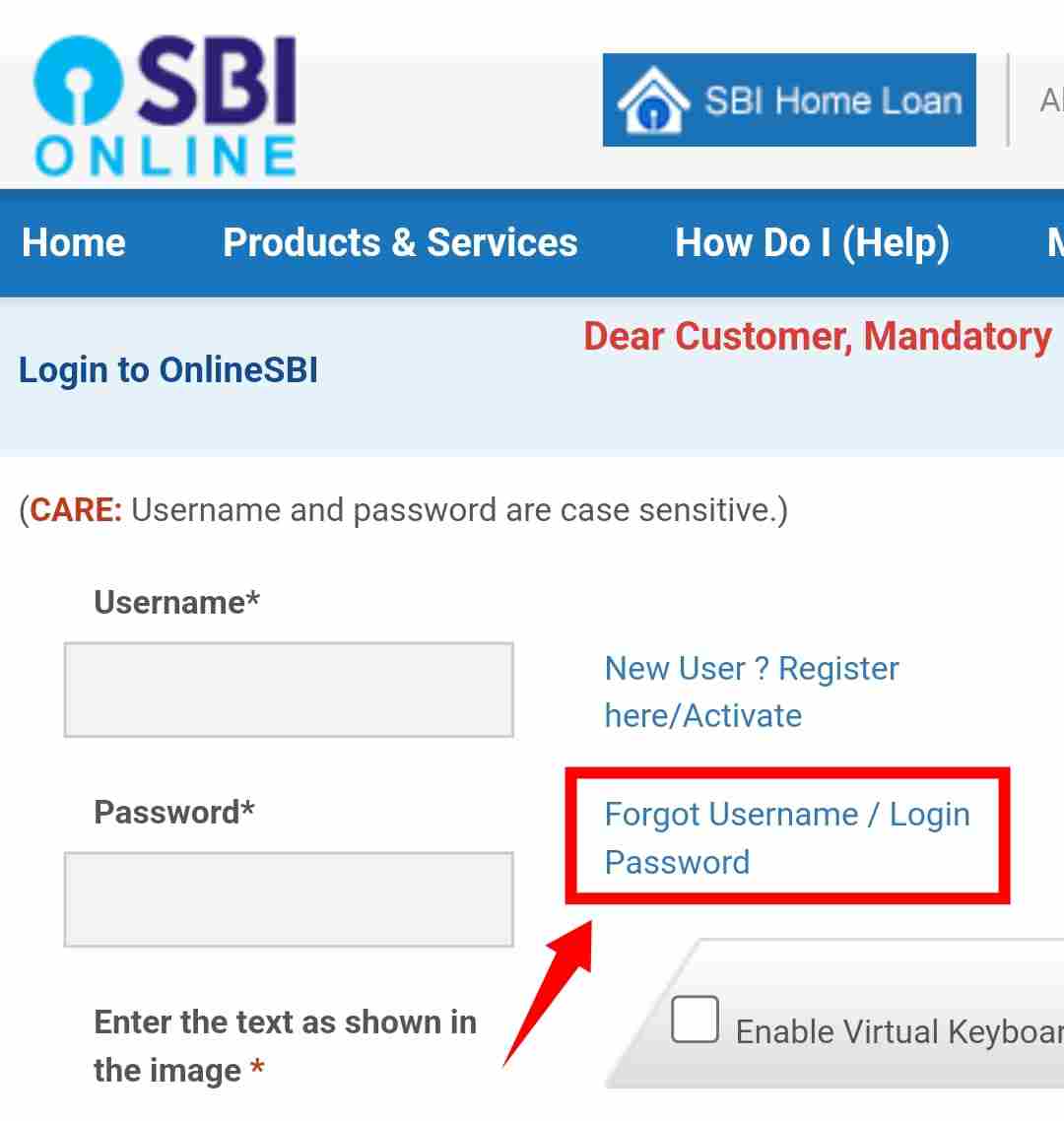 sbi net banking username forgot online