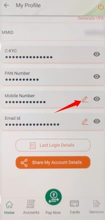 idbi bank mobile number update