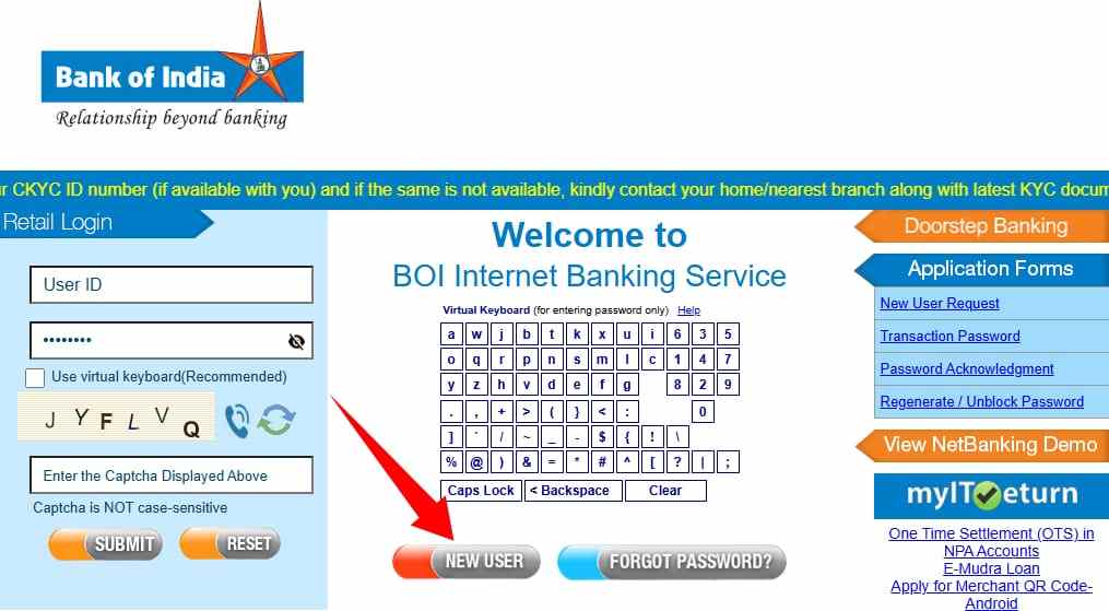 bank of india internet banking registration kaise kare