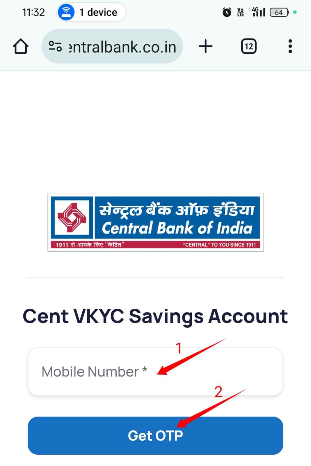 central bank online account open