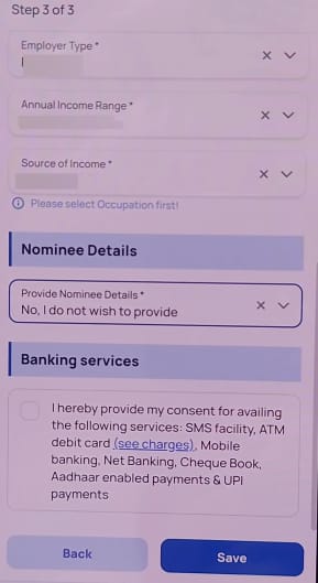central bank zero balance account open online