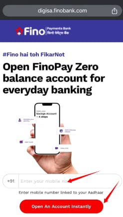 fino payments bank zero balance account open 