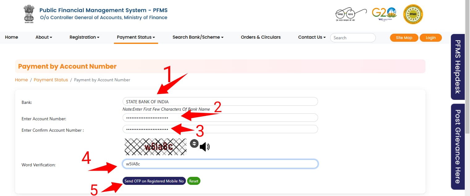 bank account register mobile number check online