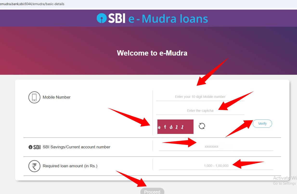 sbi e mudra loan apply